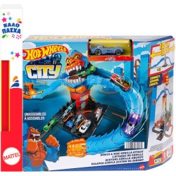 Mattel Λαμπάδα Hot Wheels City Πιστες City Με Θηρια Gorilla HDR29 / HDR30 
