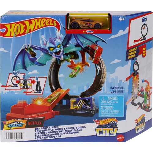 Mattel Λαμπάδα Hot Wheels City Bat Loop Attack HDR29 / HTN78 