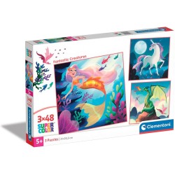 Clementoni παιδικό παζλ super color fantastic creatures 3x48 τμχ 1200-25319 8005125253197