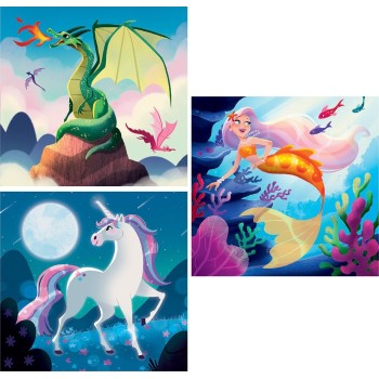 Clementoni παιδικό παζλ super color fantastic creatures 3x48 τμχ 1200-25319 8005125253197
