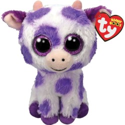ty Beanie Boos Ethel Fluffy cow White With Purple Prints 15cm 1607-37345 008421373451