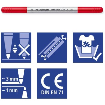 STAEDTLER Noris Club Fibre Twin Tip Pens 10Pcs 320 NWP10 4007817320006