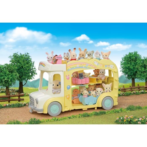 Epoch sylvanian families -  rainbow fun nursery bus - dollhouse playsets 5744 5054131057445