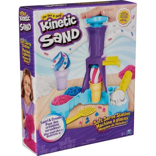 Spin Master Kinetic Sand, Soft Serve Station With 396g of Play Sand blue, Pink and Whit 6068385 778988501719