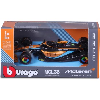 Bburago b18-38063n formula 1 mclaren f1 mcl 36 2022 norris 1:43 scale die-cast coll 18/38160 4893993380633