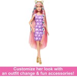 Mattel Barbie Doll, Fun & Fancy Hair Πολύχρωμα Μαλλιά Με Ροζ Φόρεμα JDC85 194735281183