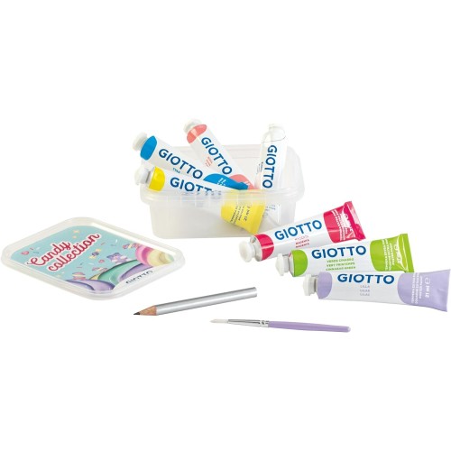 Giotto Σετ 7 Σωληνάρια Τέμπερας 21Ml + Μολύβι Και Πινέλο (Candy Collection) 000302100 8000825055638