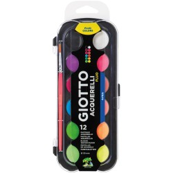 Giotto Watercolor Watercolors With Fluorescent Colors - Case Of 12 Pieces 000351400 8000825056123