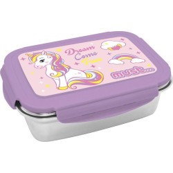 Diakakis imports Children's Food Container Must 900Ml - Girl With Stainless Steel Base Unicorn 000585751 5205698673757