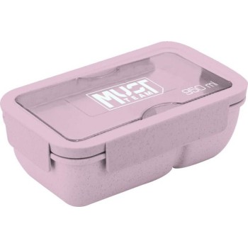 Diakakis imports Food Container Must 950Ml Pp Plastic With Fork And Spoon 20.8X13x7.6 Cm. Pink 000585182 5205698688317