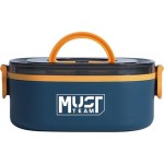 Diakakis imports Food Container Must 750Ml 2 In 1 Stainless Steel With Fork-Spoon Petrol 000585989 5205698690006