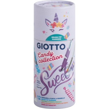 Giotto Μαρκαδόροι Ζωγραφικής Turbo Soft Brush Candy Collection 12Pcs 000427700 8000825057069