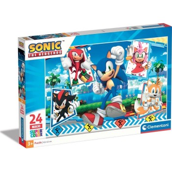 Clementoni παιδικό παζλ maxi super color sonic the hedgehog 24 τμχ 1200-28526 8005125285263