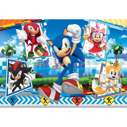 Clementoni παιδικό παζλ maxi super color sonic the hedgehog 24 τμχ 1200 ...