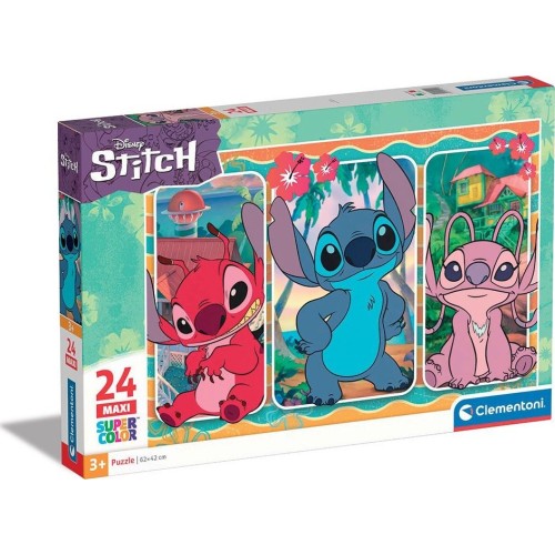 Clementoni παιδικό παζλ maxi super color disney stitch 24 τμχ 1200-24029 8005125240296