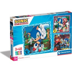 Clementoni Children's Puzzle Super Color Sonic the Hedgehog 3x48 pcs 1200-25320 8005125253203