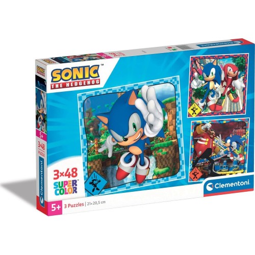 Clementoni Children's Puzzle Super Color Sonic the Hedgehog 3x48 pcs ...