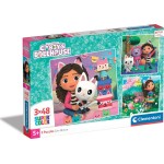 Clementoni παιδικό παζλ super color gabbys dollhouse 3x48 τμχ 1200-25295 8005125252954