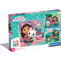 Clementoni παιδικό παζλ super color gabbys dollhouse 3x48 τμχ 1200-25295 8005125252954