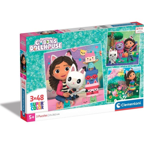 Clementoni Children's Puzzle Super Color Gabbys Dollhouse 3x48 pcs 1200 ...