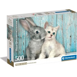 Clementoni Παζλ 500 H.Q. Cat & Bunny - Compact Box 1220-35539 8005125355396