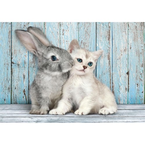 Clementoni 35539 jigsaw collection-cat and bunny 500 pieces-poster included, puzzle fo 1220-35539 8005125355396