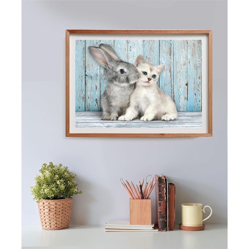 Clementoni 35539 jigsaw collection-cat and bunny 500 pieces-poster included, puzzle fo 1220-35539 8005125355396