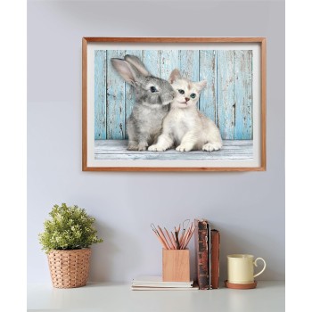 Clementoni 35539 jigsaw collection-cat and bunny 500 pieces-poster included, puzzle fo 1220-35539 8005125355396