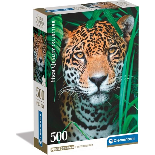 Clementoni 35541 jigsaw collection-jaguar in the jungle 500 pieces-poster included, pu 1220-35541 8005125355419