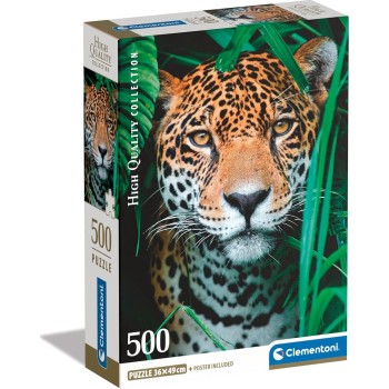 Clementoni 35541 jigsaw collection-jaguar in the jungle 500 pieces-poster included, pu 1220-35541 8005125355419