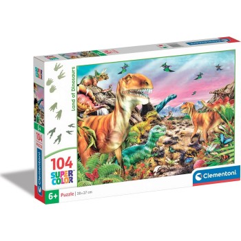 Clementoni παιδικό παζλ super color land of dinosaurs 104 τμχ 1210-25768 8005125257683