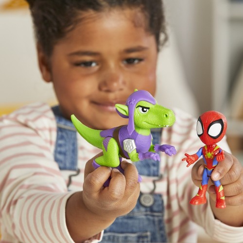 Hasbro Spiderman Marvel Spidey And His Amazing Friends Dino-Webs, Spidey And Goblin Raptor Action Figures Set, Super Hero Toys F