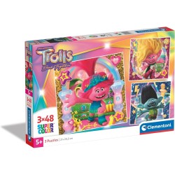 Clementoni Παιδικό Πάζλ Super Color 3X48 Trolls 1200-25292 8005125252923