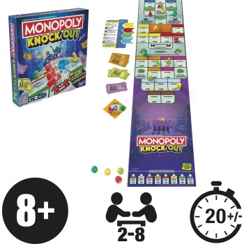 Hasbro Monopoly Knockout Οικογενειακό Επιτραπέζιο Παιχνίδι F8995 5010996218476