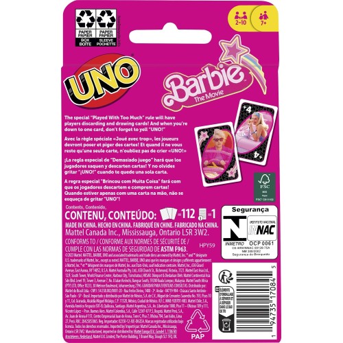 Mattel Games UNO Barbie The Movie HPY59 194735170845