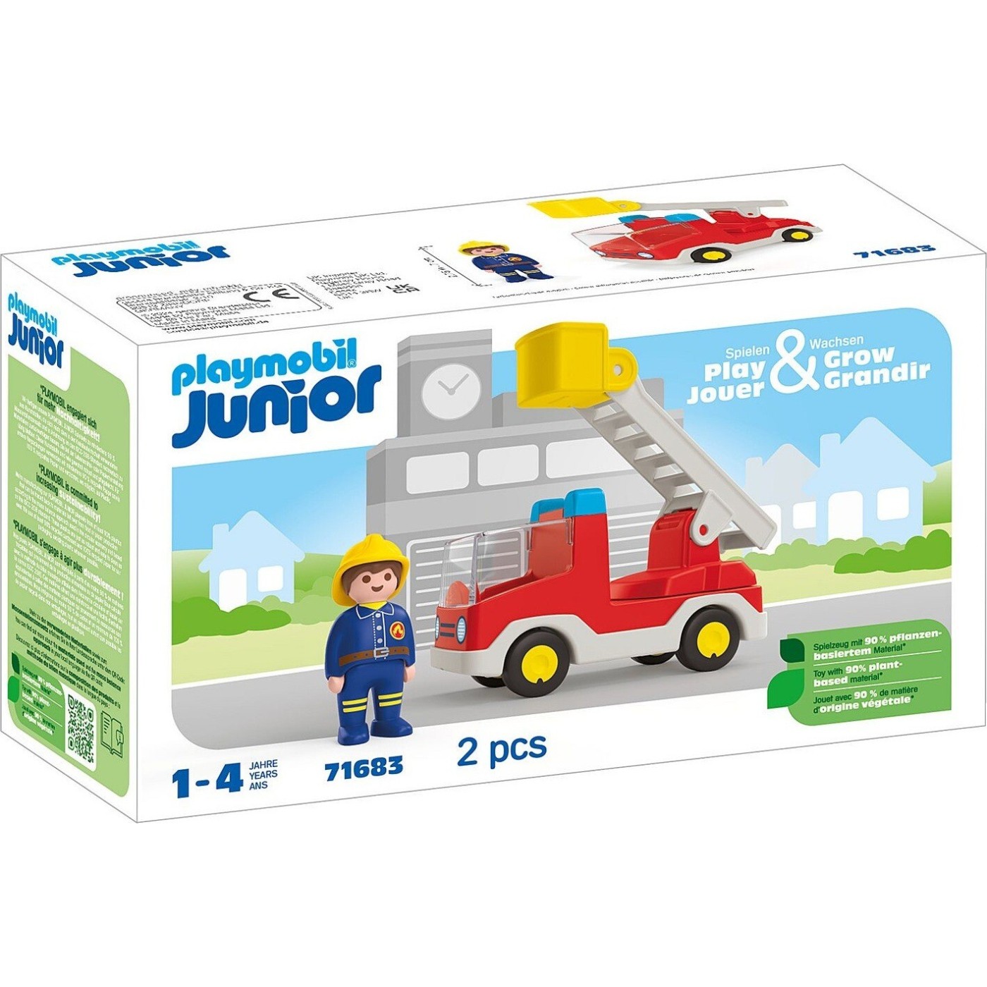 Playmobil Junior: Πυροσβέστης Με Κλιμακοφόρο Όχημα