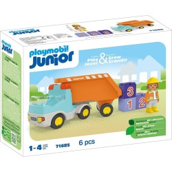 Playmobil Junior: Ανατρεπόμενο Φορτηγό Με Εργάτη 71685 4008789716859