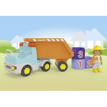 Playmobil Junior: Ανατρεπόμενο Φορτηγό Με Εργάτη 71685 4008789716859