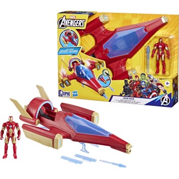 Hasbro Marvel Avengers Epic Hero Series Iron Man Repulsor Blast Battle Jet 4" Iron-Man 2-Pack & Gear F9329 5010996230867