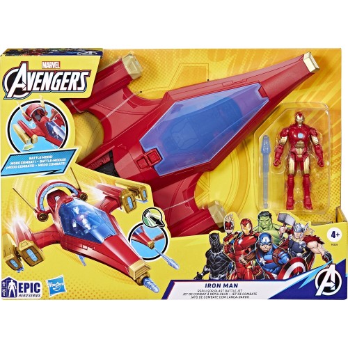 Hasbro Marvel Avengers Epic Hero Series Iron Man Repulsor Blast Battle Jet 4" Iron-Man 2-Pack & Gear F9329 5010996230867