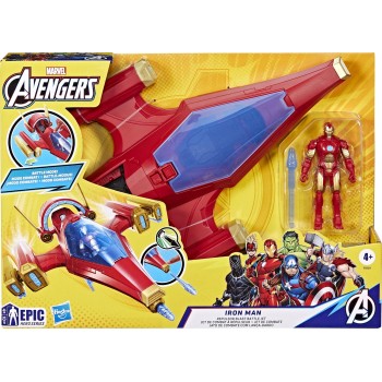 Hasbro Marvel Avengers Epic Hero Series Iron Man Repulsor Blast Battle Jet 4" Iron-Man 2-Pack & Gear F9329 5010996230867