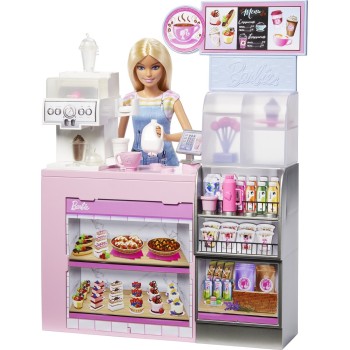 Mattel Barbie Coffee Shop Playset With Blonde Barista Doll & 12+ Accessories Including Coffee-Smoothie Maker HXN94 194735235568