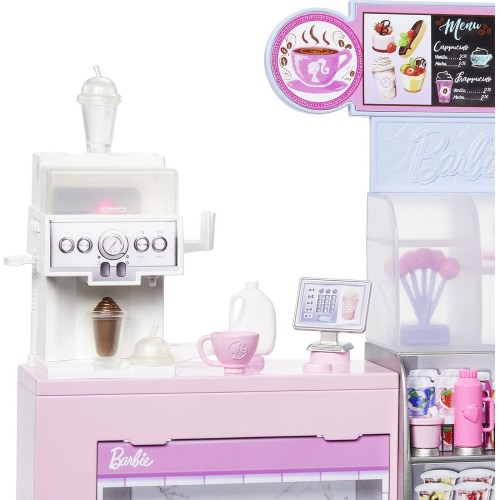 Mattel Barbie Coffee Shop Playset With Blonde Barista Doll & 12+ Accessories Including Coffee-Smoothie Maker HXN94 194735235568