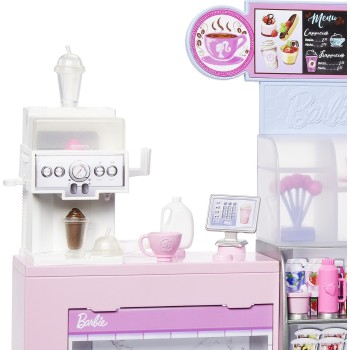 Mattel Barbie Coffee Shop Playset With Blonde Barista Doll & 12+ Accessories Including Coffee-Smoothie Maker HXN94 194735235568