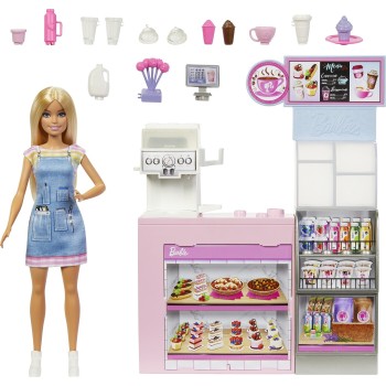 Mattel Barbie Coffee Shop Playset With Blonde Barista Doll & 12+ Accessories Including Coffee-Smoothie Maker HXN94 194735235568