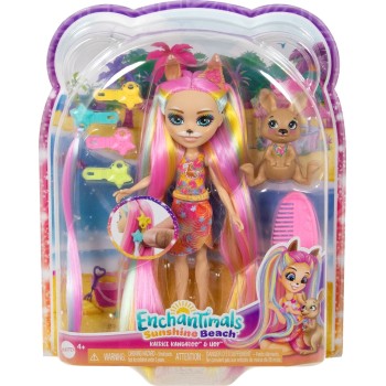 Mattel Enchantimals Sunshine Beach  Katrice Kangaroo And Hop Κούκλα HTJ70 194735191543