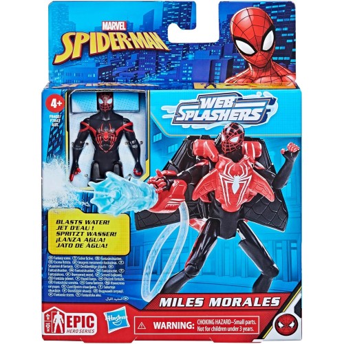 Hasbro Spiderman Marvel Spider-Man Aqua Web Warriors 4-Inch Miles Morales With Refillable Water Gear Accessory F7847 / F8402 501