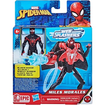 Hasbro Spiderman Marvel Spider-Man Aqua Web Warriors 4-Inch Miles Morales With Refillable Water Gear Accessory F7847 / F8402 501