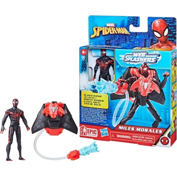 Hasbro Spiderman Marvel Spider-Man Aqua Web Warriors 4-Inch Miles Morales With Refillable Water Gear Accessory F7847 / F8402 501