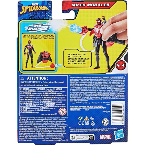 Hasbro Spiderman Marvel Spider-Man Aqua Web Warriors 4-Inch Miles Morales With Refillable Water Gear Accessory F7847 / F8402 501